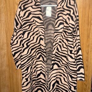 Saks Fifth Avenue Black and Cream Zebra Cardigan
